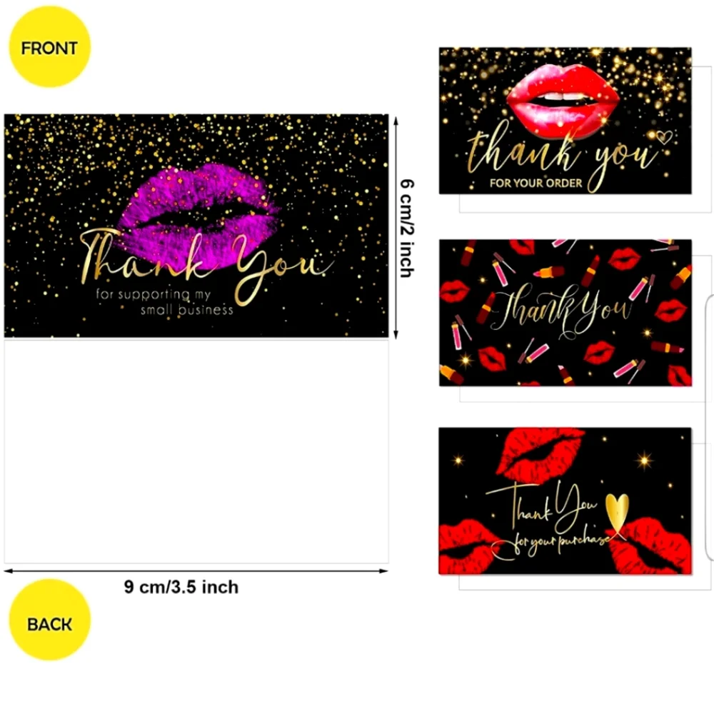 24 Ct. Valentine  Thank You Cards Red Lips